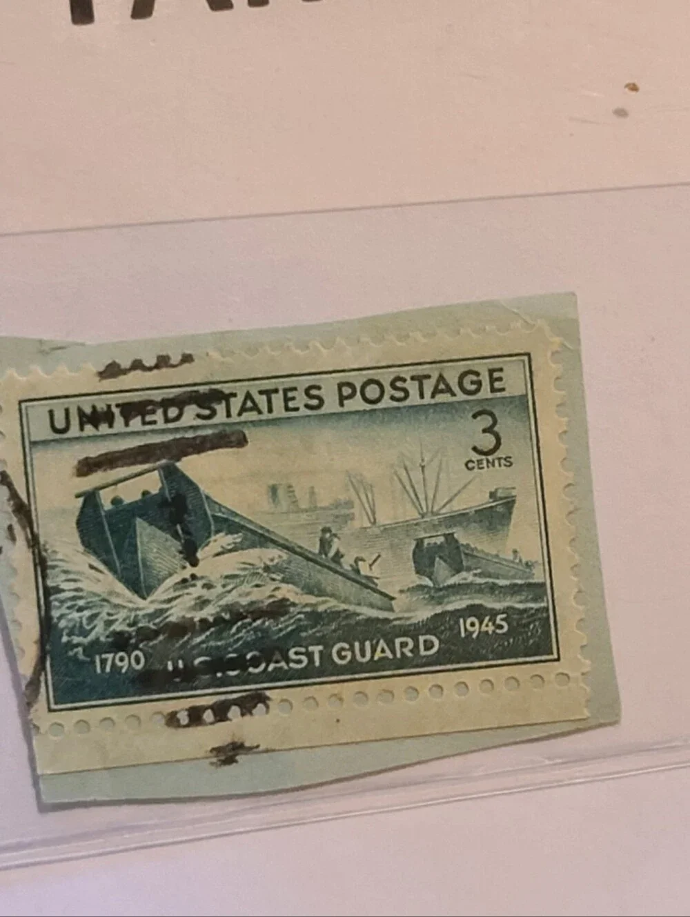 Unique Vintage Blue and White Postage Stamp